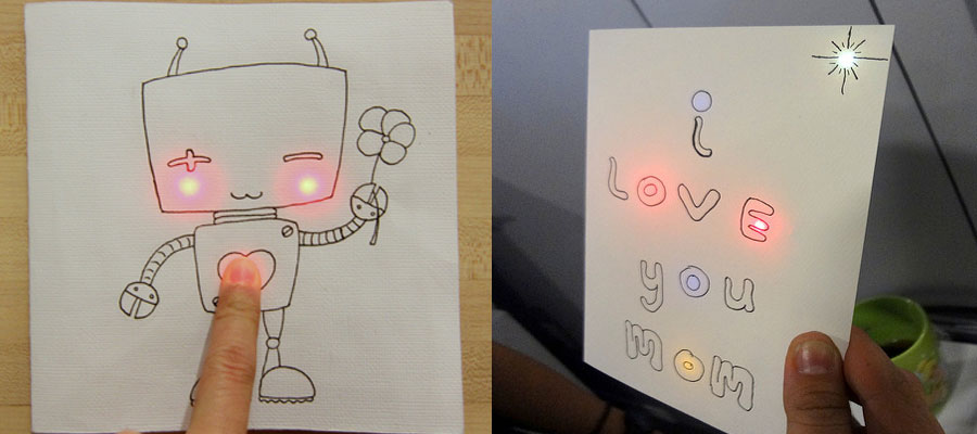 paper circuit with circuit stickers