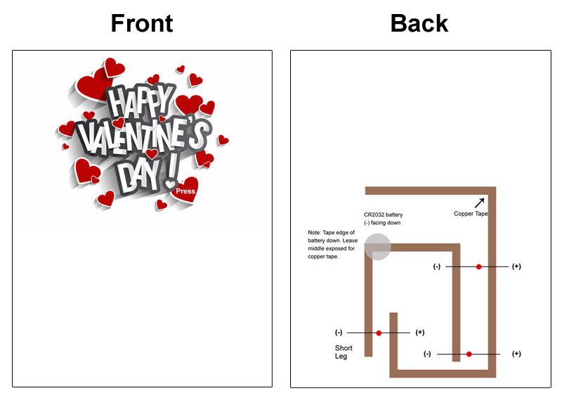 valentines day light up paper circuit card