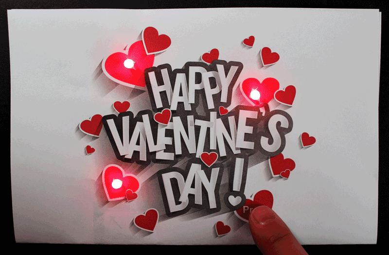 valentines day light up paper circuit card