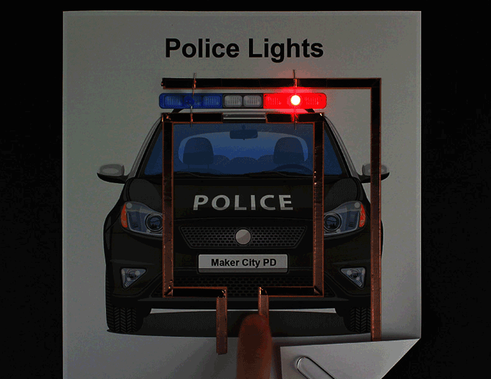 paper circuit project police car lights