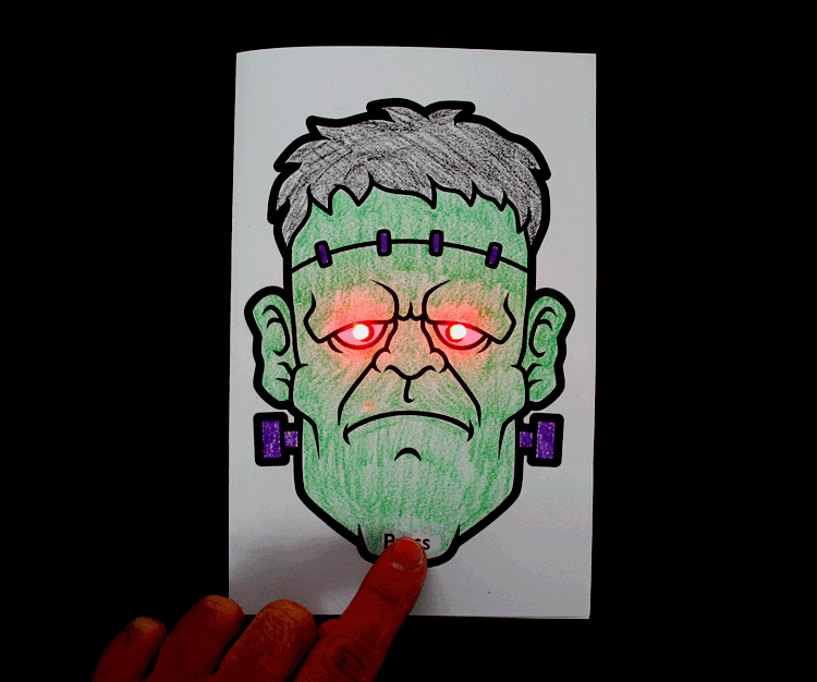 Frankenstein halloween paper circuits